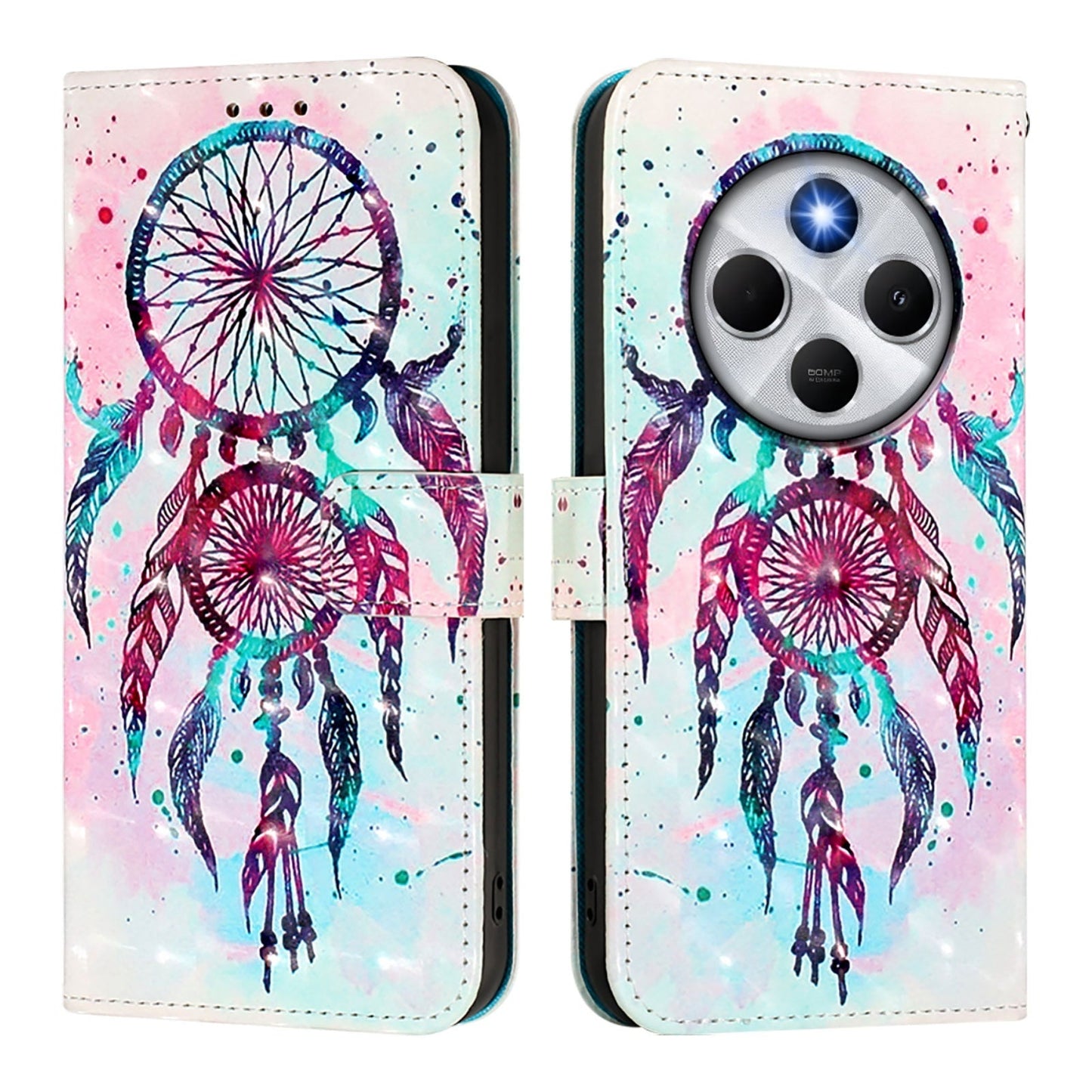 For Redmi 14C 4G 3D Painting Horizontal Flip Leather Phone Case(Color Drop Wind Chimes)