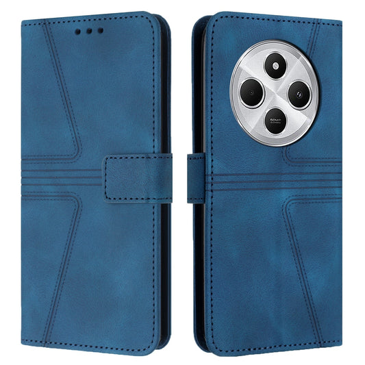 For Redmi 14C 4G Triangle Solid Color Leather Phone Case(Blue)