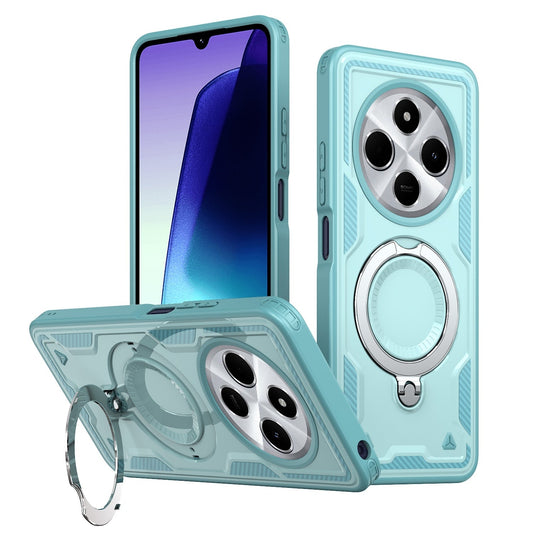 For Redmi 14C 5G PC Hybrid TPU Armor MagSafe Ring Holder Phone Case(Light Blue)