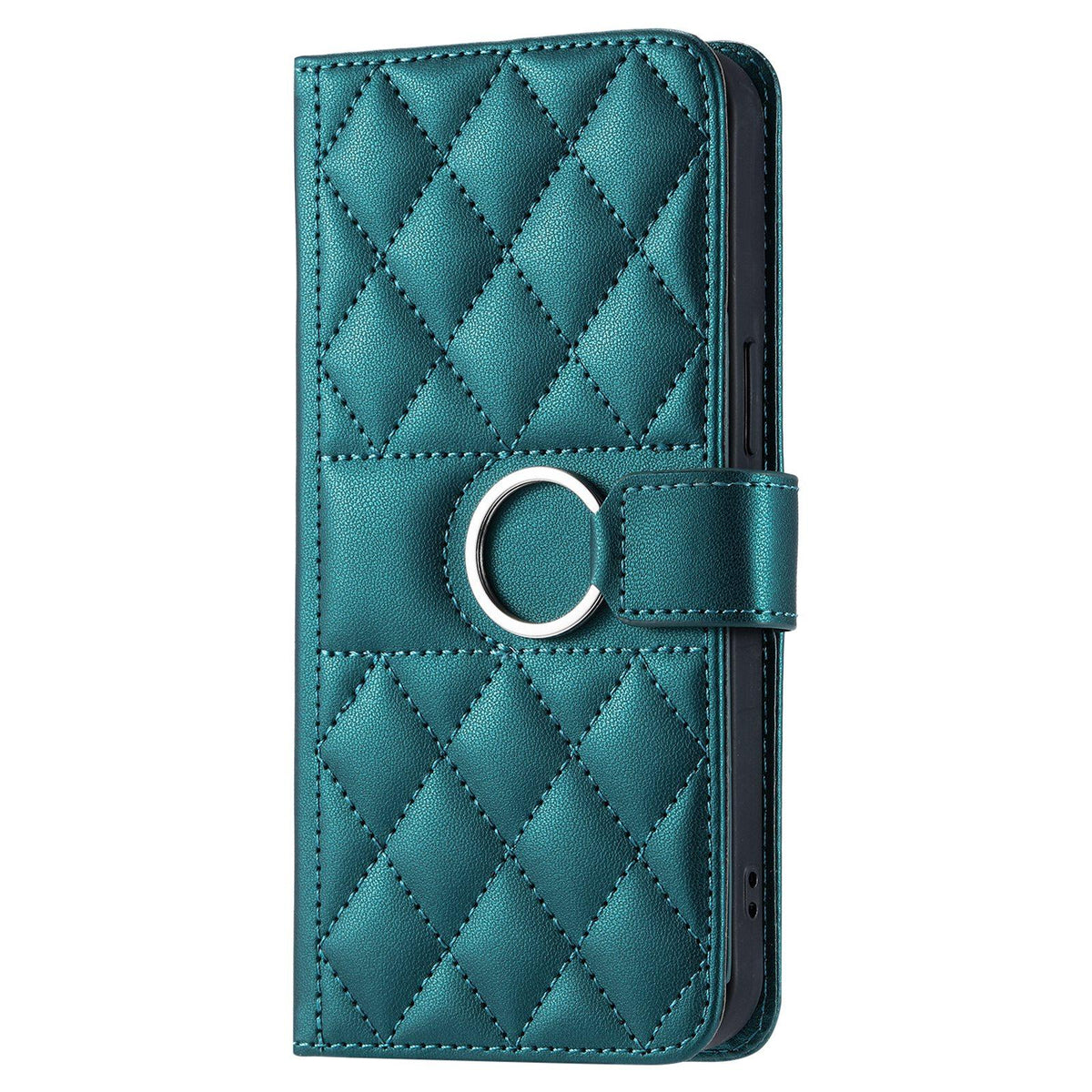 Compatible with iPhone 18 Pro Max Ring Buckle Rhombic Leather Phone Case - Green