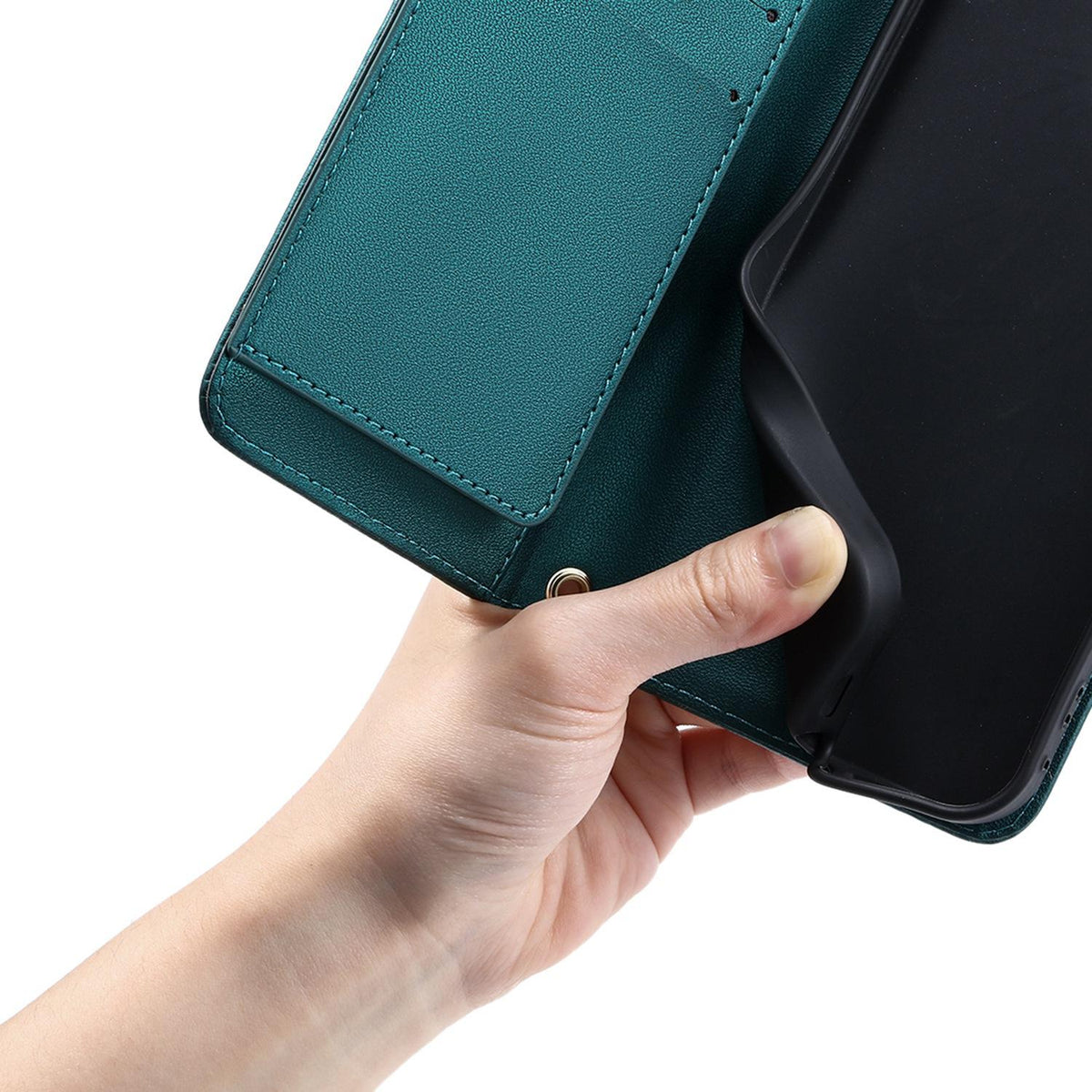 Compatible with iPhone 18 Pro Max Ring Buckle Rhombic Leather Phone Case - Green
