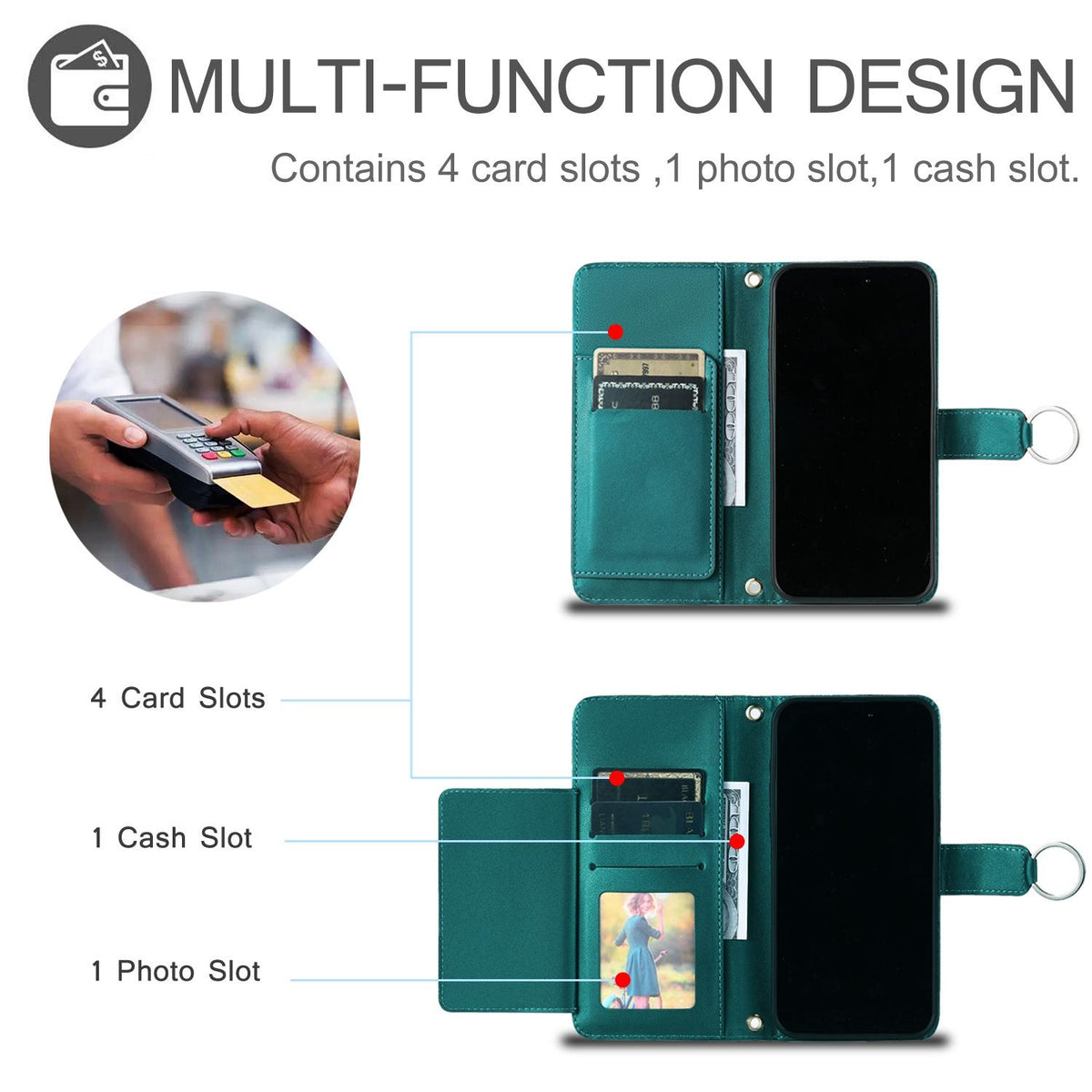 Compatible with iPhone 18 Pro Max Ring Buckle Rhombic Leather Phone Case - Green