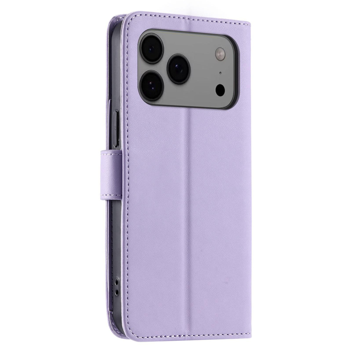 Compatible with iPhone 18 Pro Max Ring Buckle Rhombic Leather Phone Case - Purple