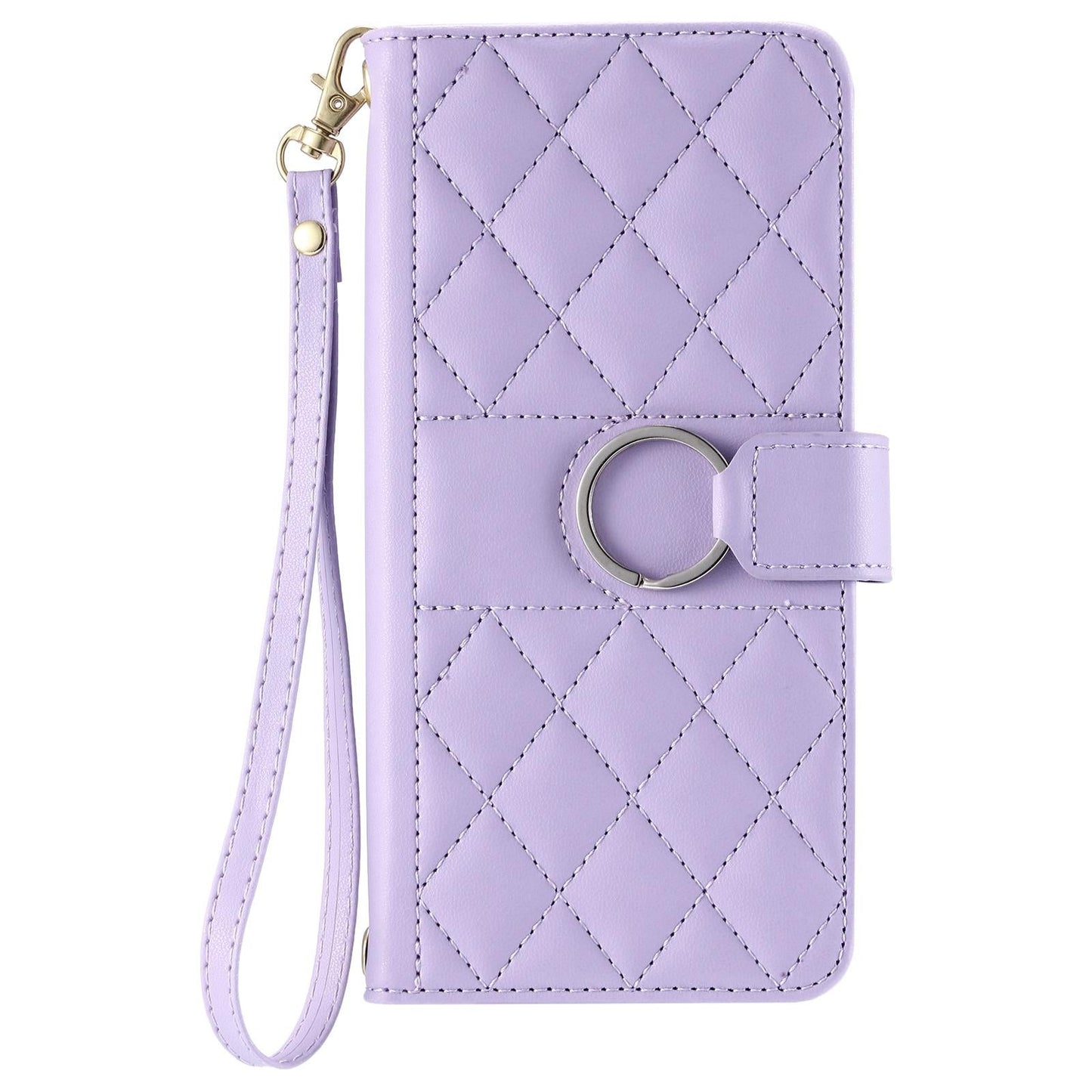 For Samsung Galaxy S25 Edge 5G Ring Buckle Rhombic Leather Phone Case(Purple)