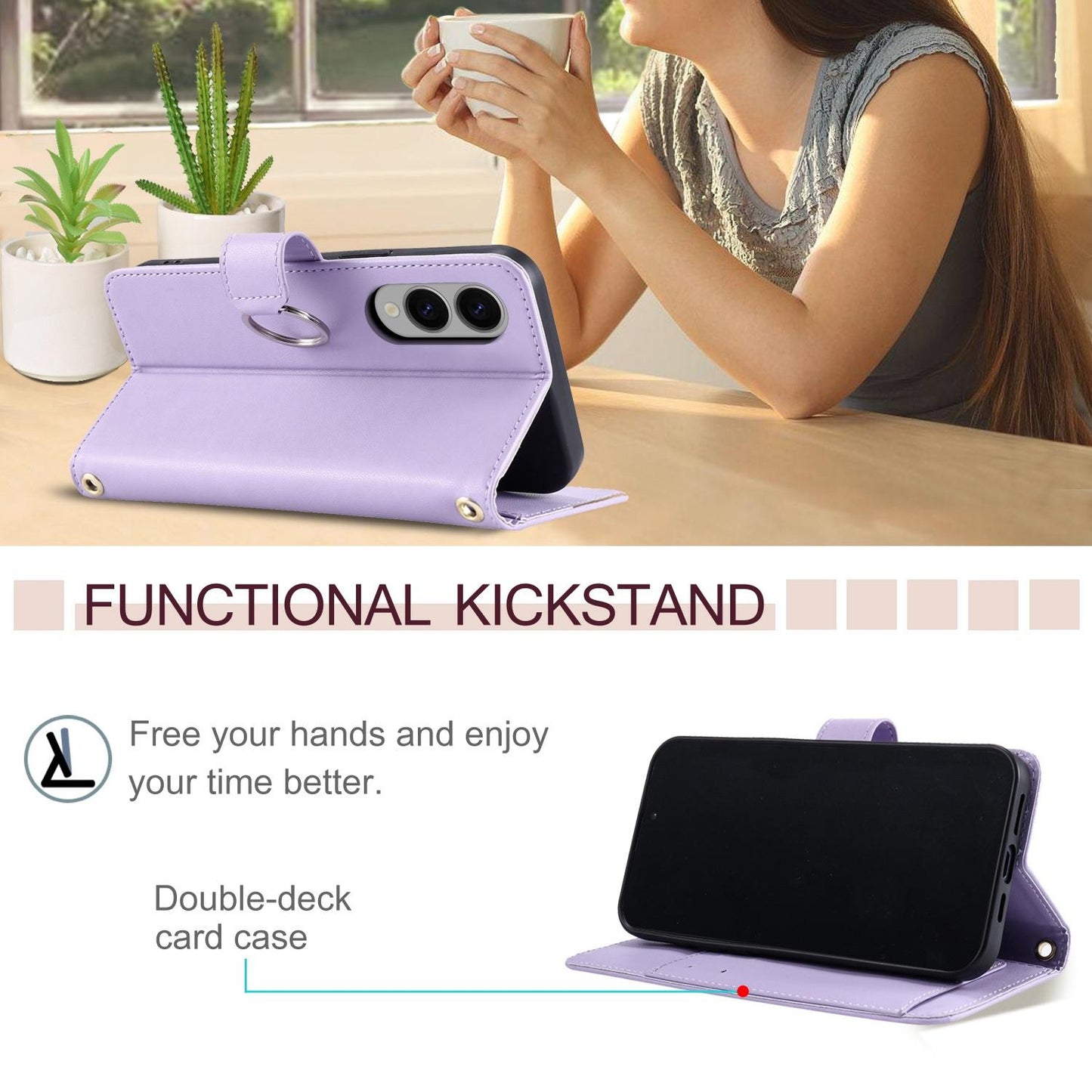 For Samsung Galaxy S25 Edge 5G Ring Buckle Rhombic Leather Phone Case(Purple)