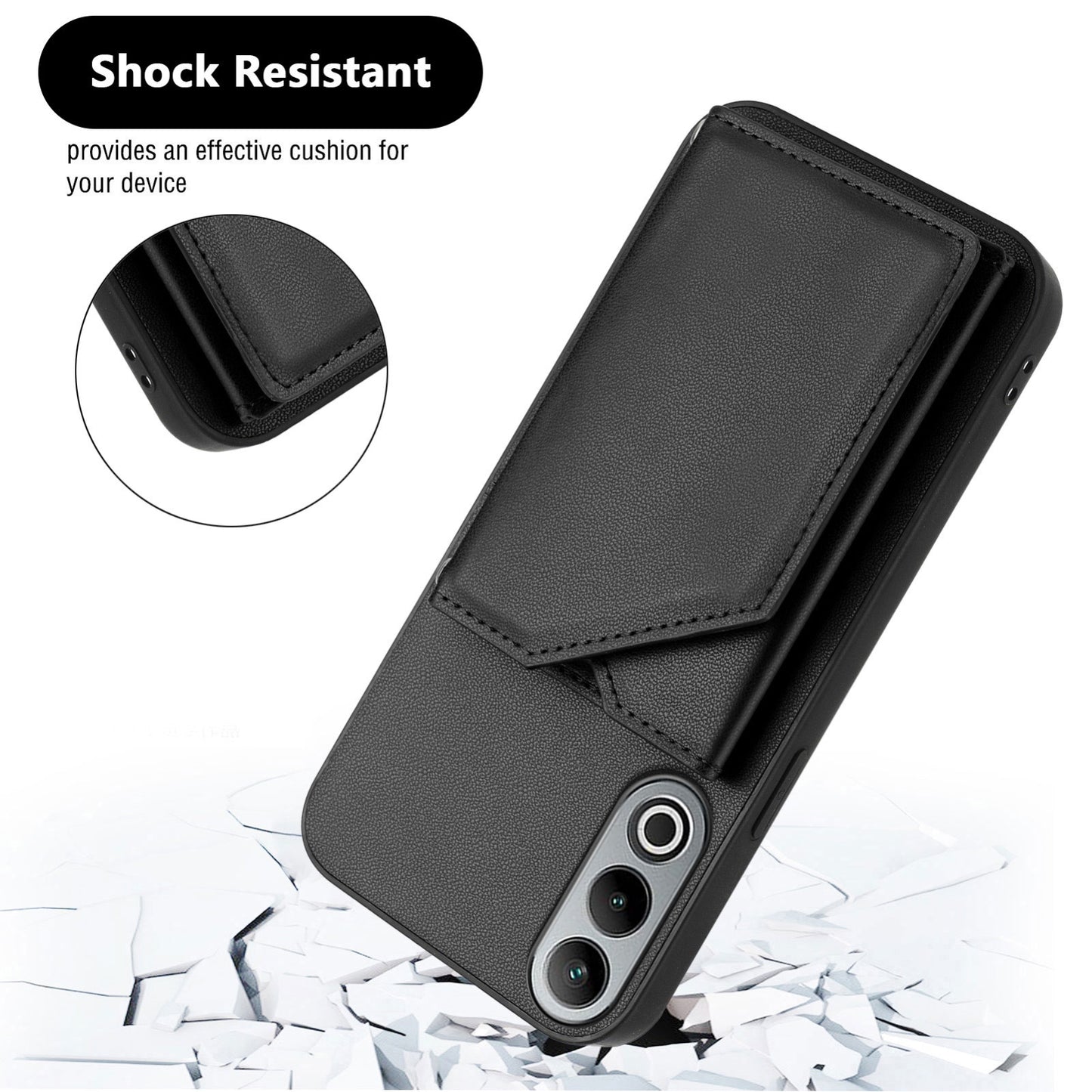 For OPPO K12 5G Skin Feel Four Card Slots Phone Case with Wrist Strap(Black)