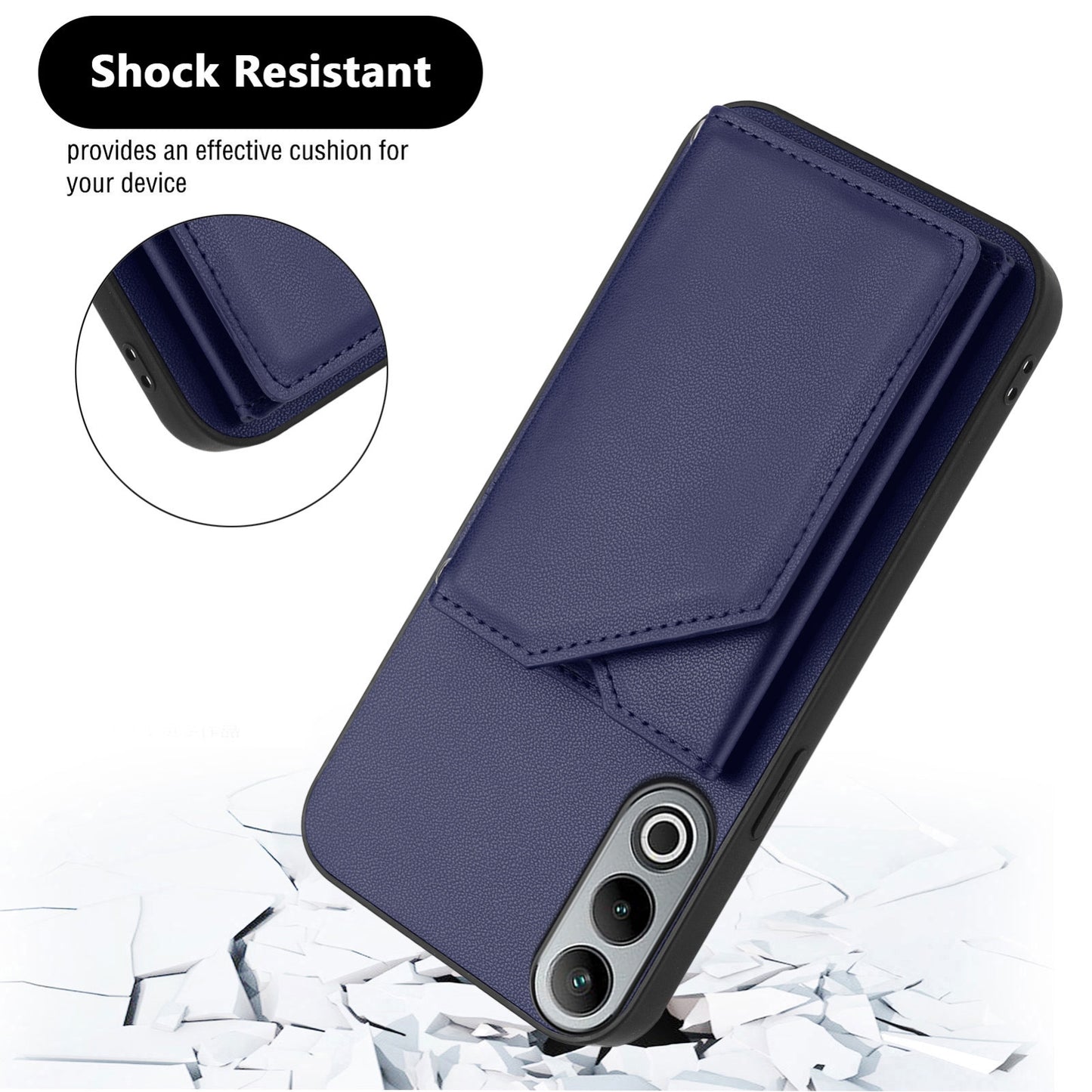 For OPPO K12 5G Skin Feel Four Card Slots Phone Case with Wrist Strap(Blue)