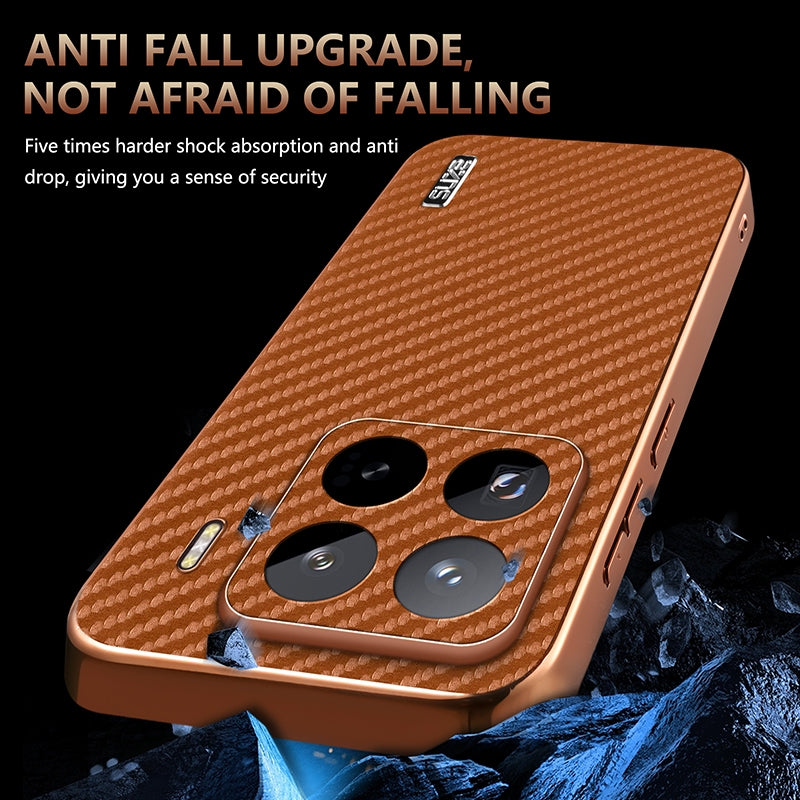 For Xiaomi 15 Pro AZNS Electroplated Edge Carbon Fiber Texture Phone Case(Black)