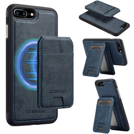 For iPhone 16e LC.IMEEKE L3 Series Detachable RFID Card Bag Magsafe Phone Case(Blue)