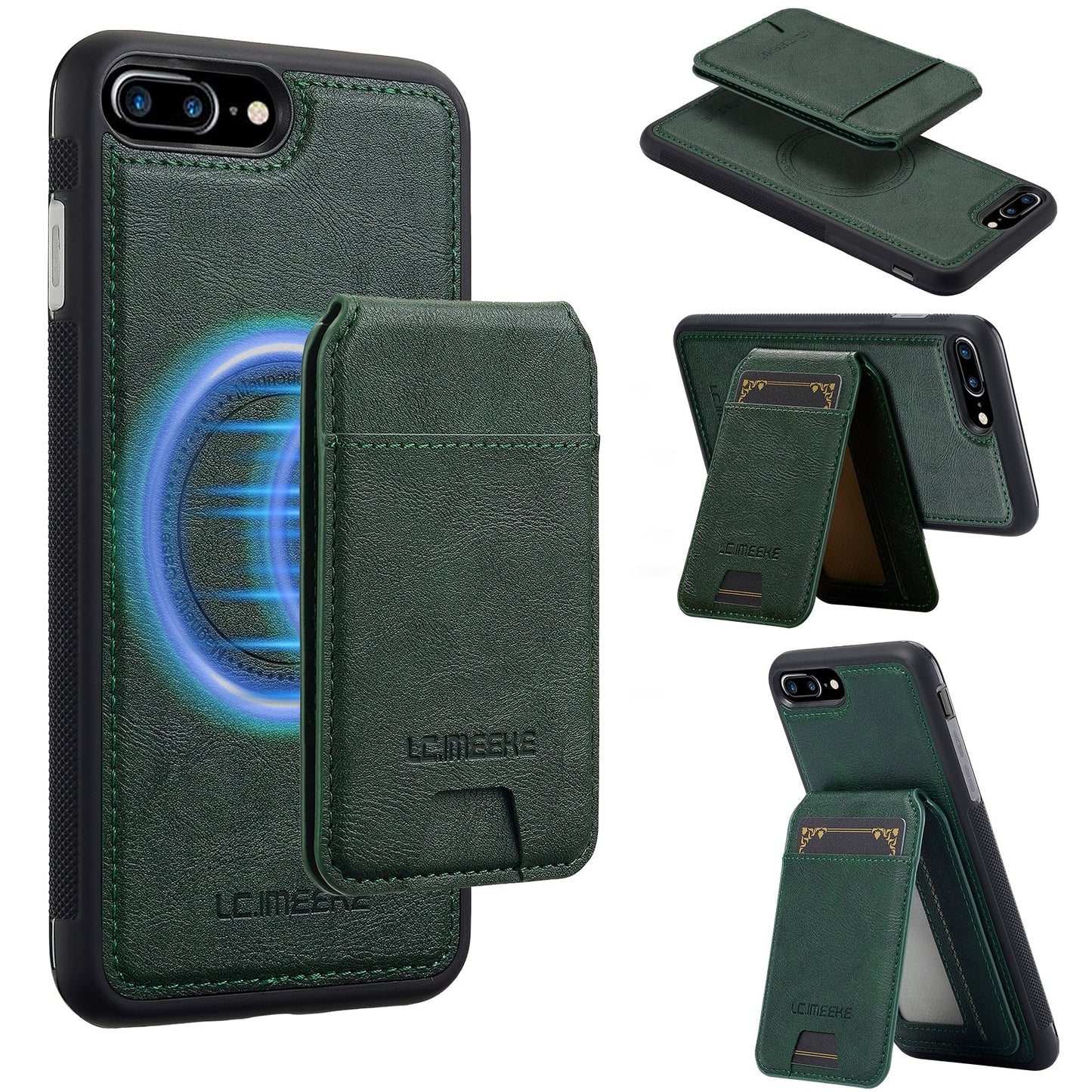 For iPhone 16e LC.IMEEKE L3 Series Detachable RFID Card Bag Magsafe Phone Case(Green)