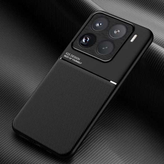 For Xiaomi 15 Pro Classic Tilt Strip Grain Magnetic PC Hybrid TPU Phone Case(Black)