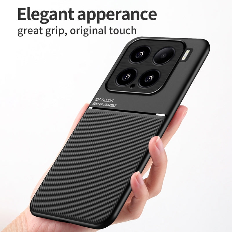 For Xiaomi 15 Pro Classic Tilt Strip Grain Magnetic PC Hybrid TPU Phone Case(Black)