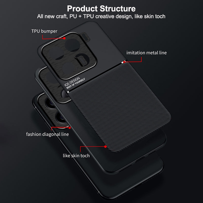 For Xiaomi 15 Pro Classic Tilt Strip Grain Magnetic PC Hybrid TPU Phone Case(Black)