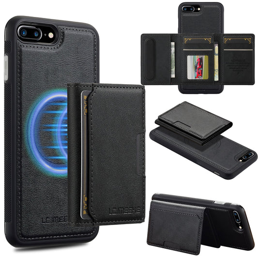 For iPhone 16e LC.IMEEKE L5 Series Detachable RFID Card Bag Magsafe Phone Case(Black)