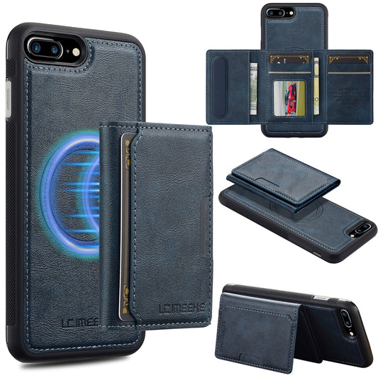 For iPhone 16e LC.IMEEKE L5 Series Detachable RFID Card Bag Magsafe Phone Case(Blue)