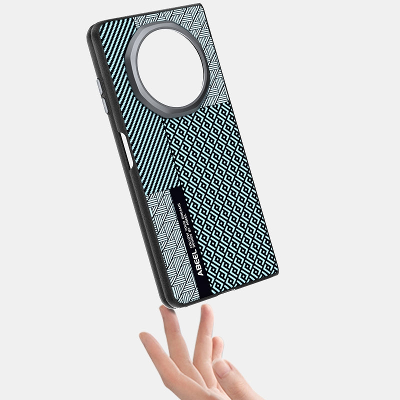 For Honor Magic V3 ABEEL 6D Micro Relief MagSafe Magnetic Phone Case(Carbon Fiber Blue)