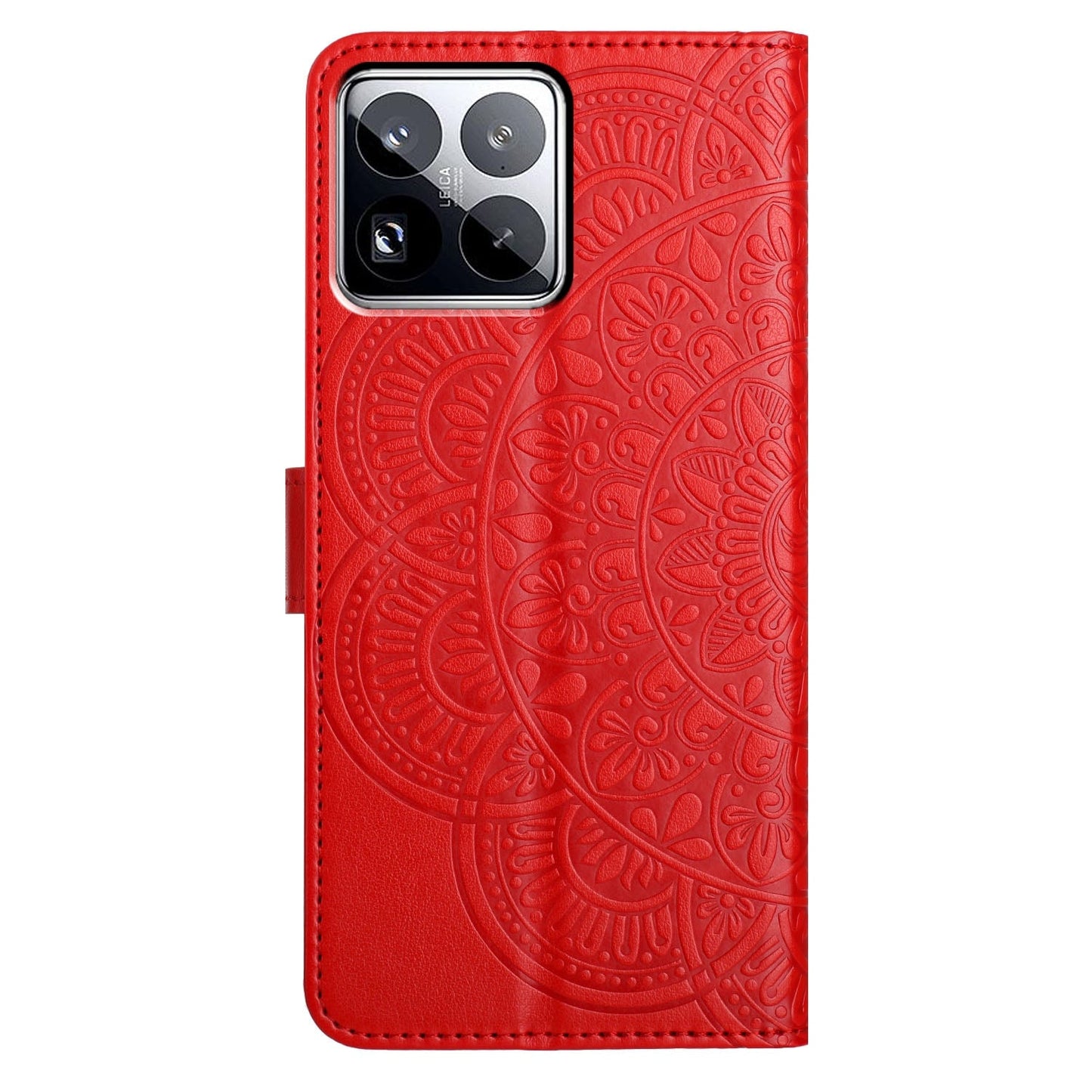 For Xiaomi 15 Pro Flower Embossed Leather Phone Case(Red)