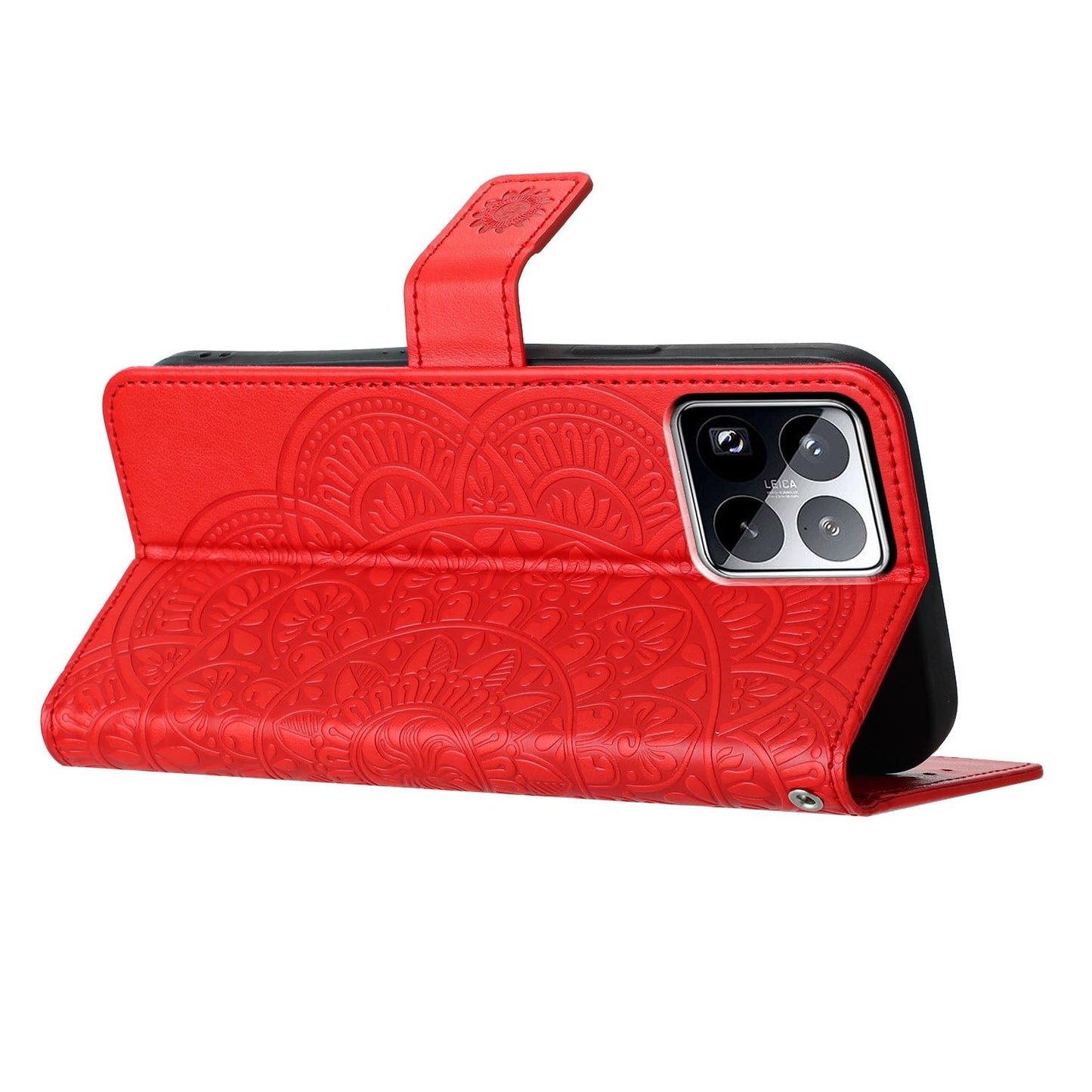 For Xiaomi 15 Pro Flower Embossed Leather Phone Case(Red)