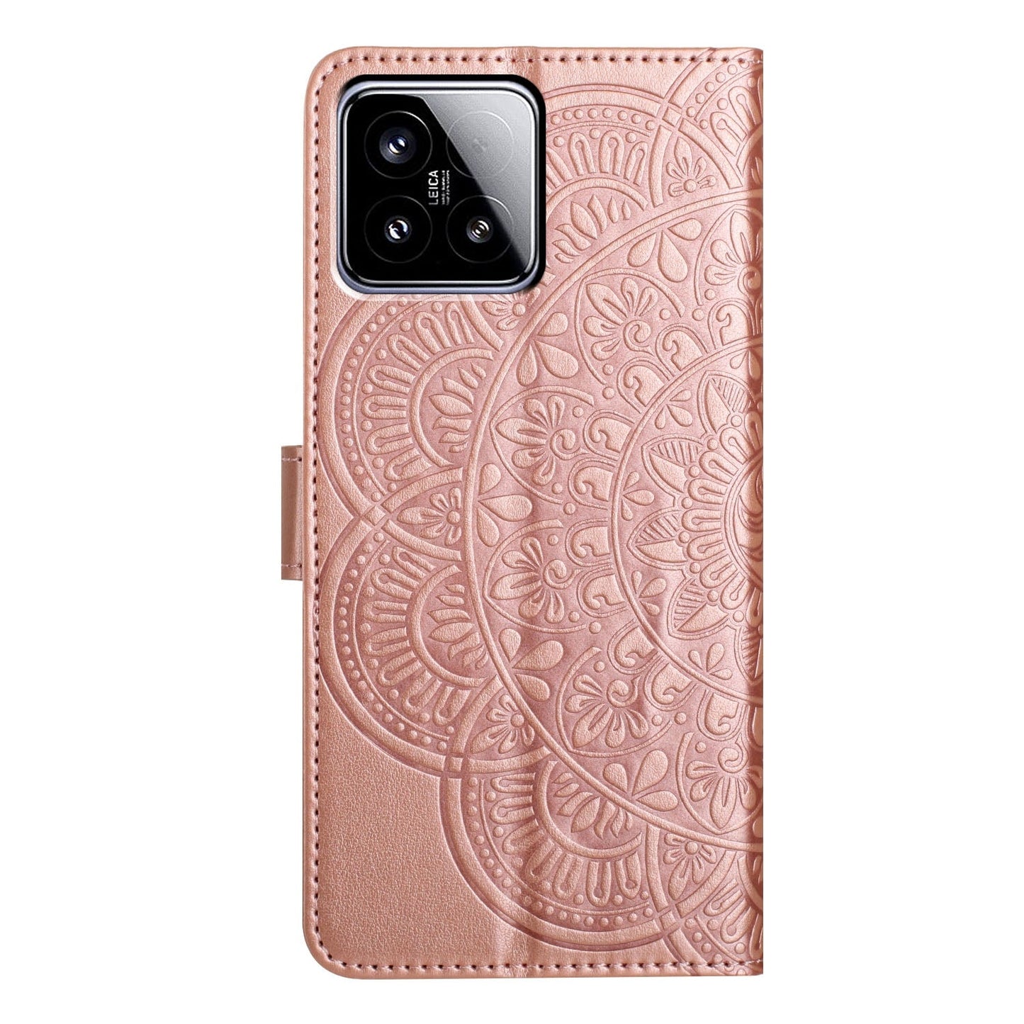 For Xiaomi 15 Flower Embossed Leather Phone Case(Rose Gold)