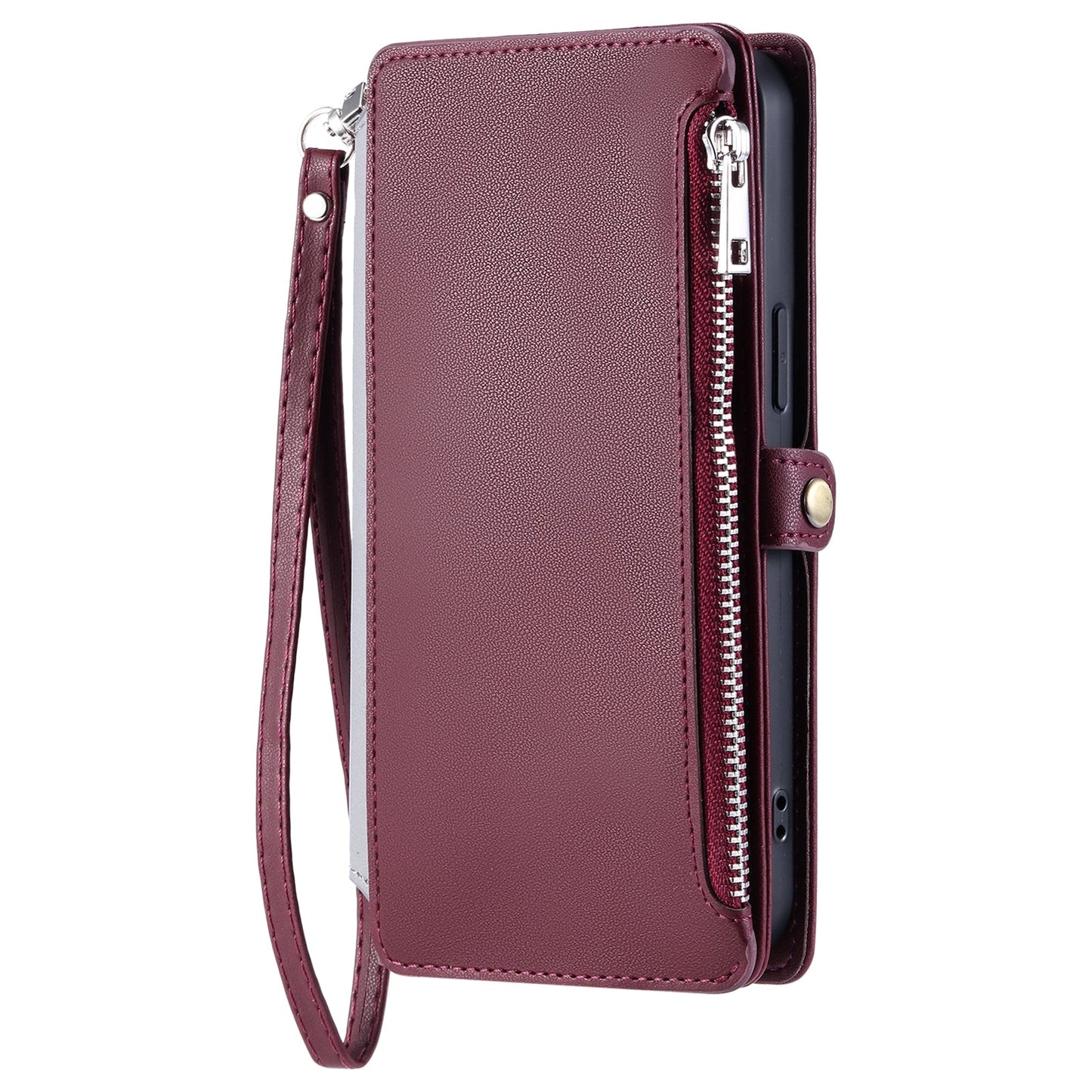 For Xiaomi 15 Leather Stitching Multi-card Slot Zipper Phone Case(Wine Red)