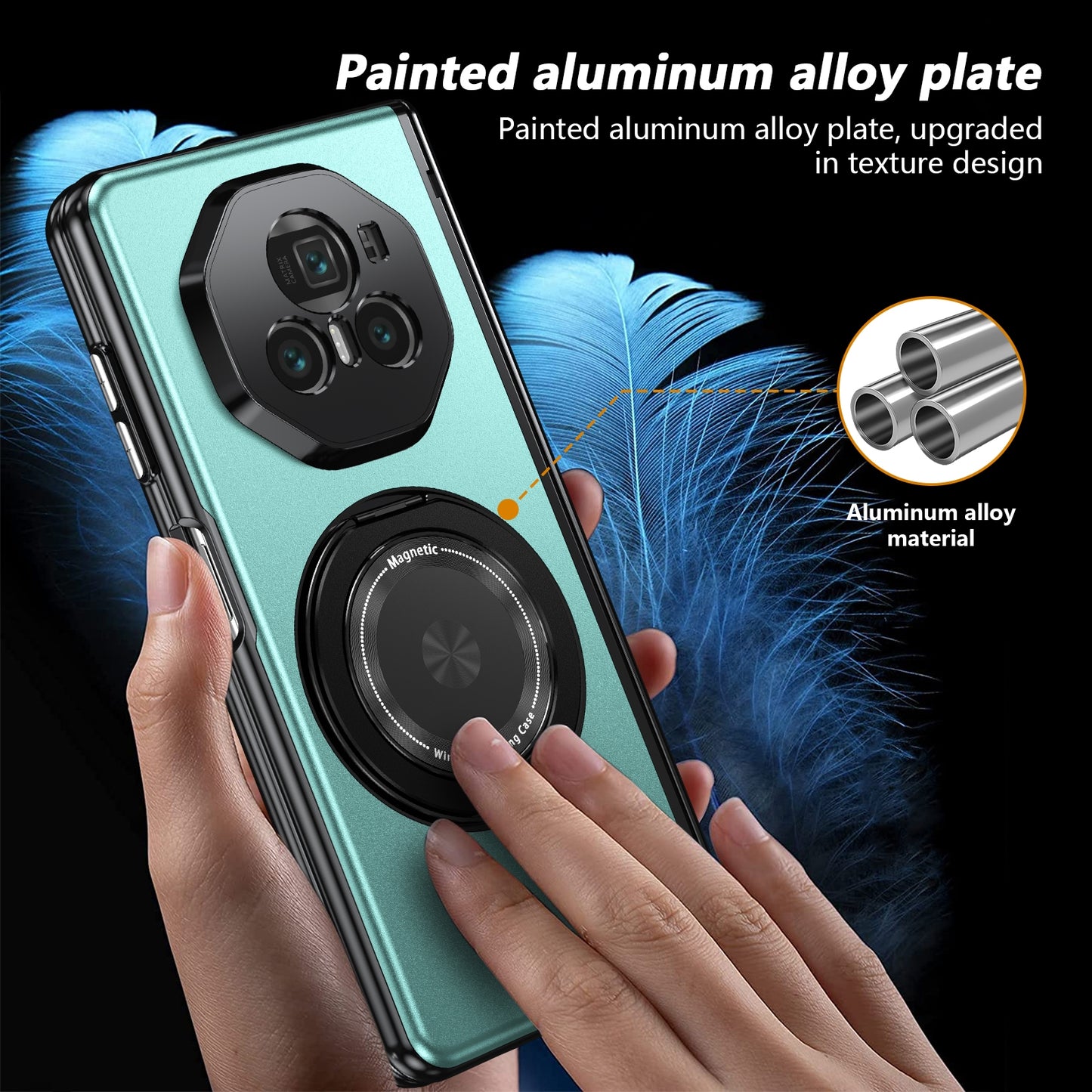 For Honor Magic V3 Gold Medal Rotating Folding Series Ring Holder Phone Case(Royal Blue)