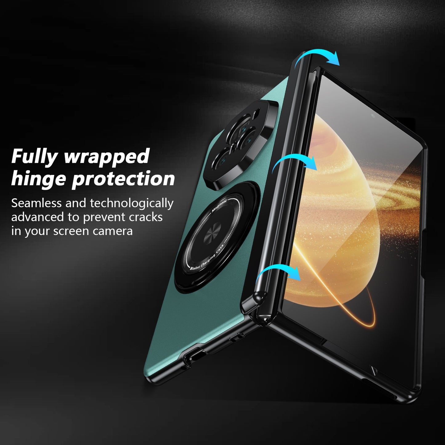 For Honor Magic V3 Gold Medal Rotating Folding Series Ring Holder Phone Case(Royal Blue)