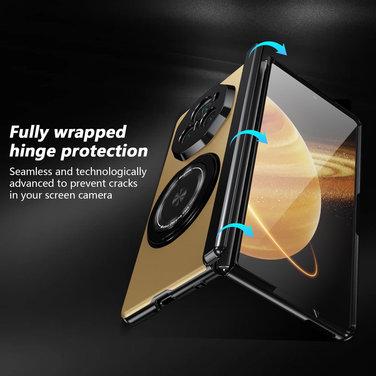 For Honor Magic V3 Gold Medal Rotating Folding Series Ring Holder Phone Case(Gold)