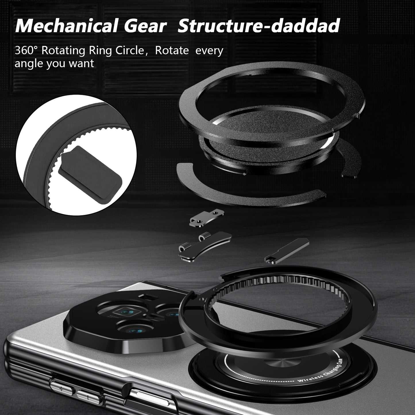 For Honor Magic V3 Gold Medal Rotating Folding Series Ring Holder Phone Case(Silver)