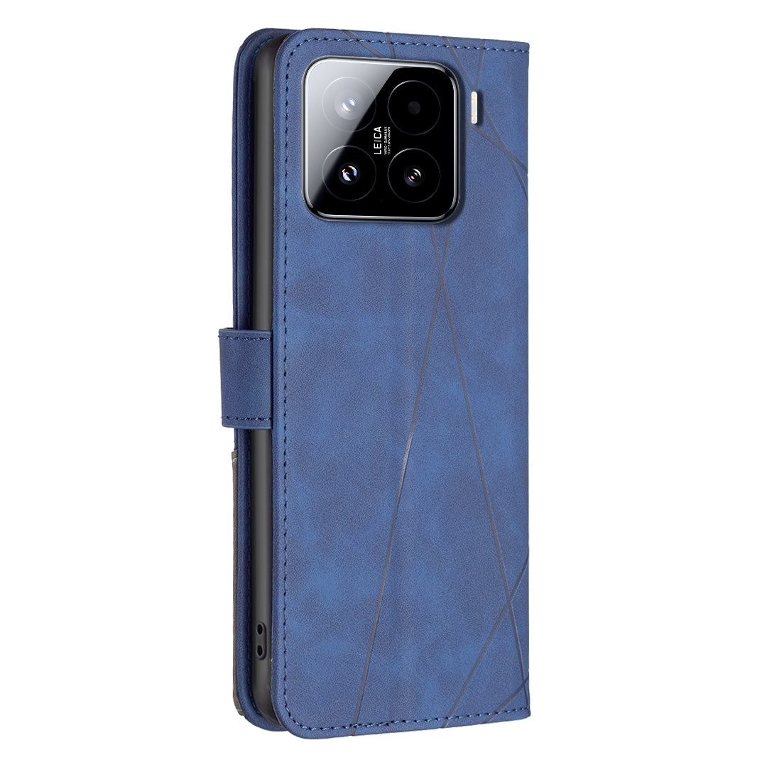 For Xiaomi 15 Magnetic Buckle Rhombus Texture Leather Phone Case(Blue)