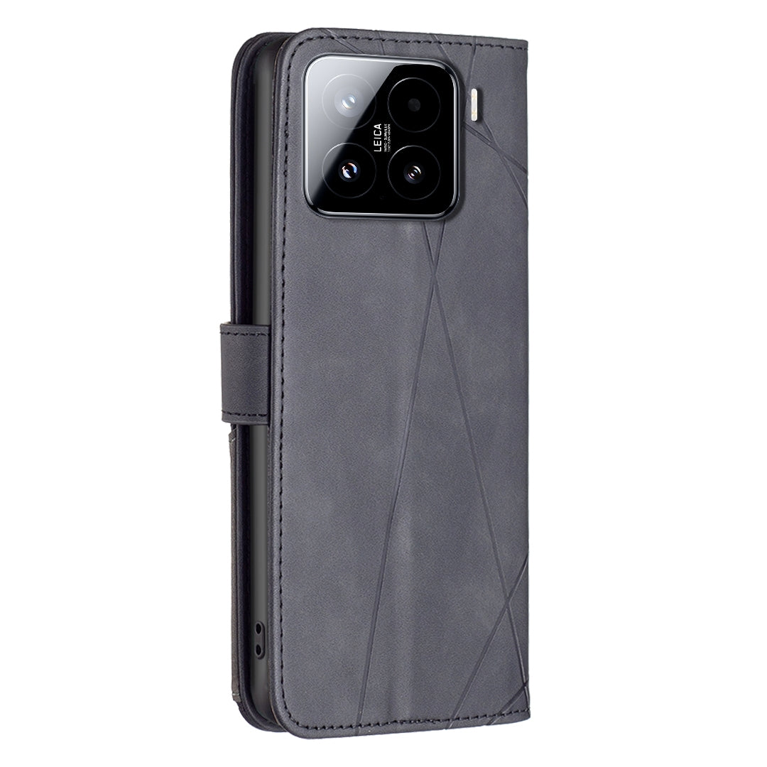 For Xiaomi 15 Pro Magnetic Buckle Rhombus Texture Leather Phone Case(Black)