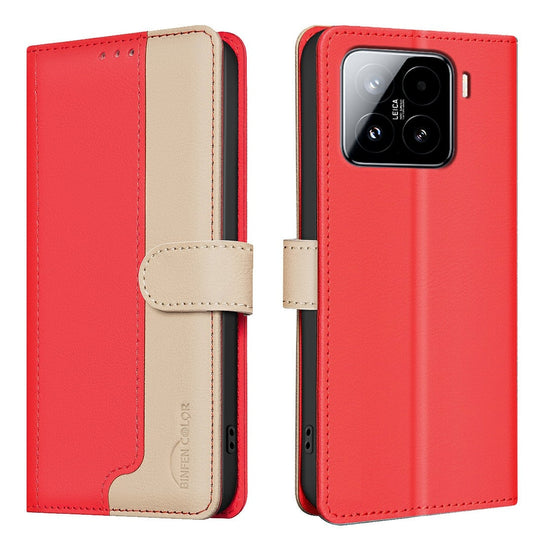 For Xiaomi 15 Color Matching RFID Anti-theft Leather Phone Case(Red)