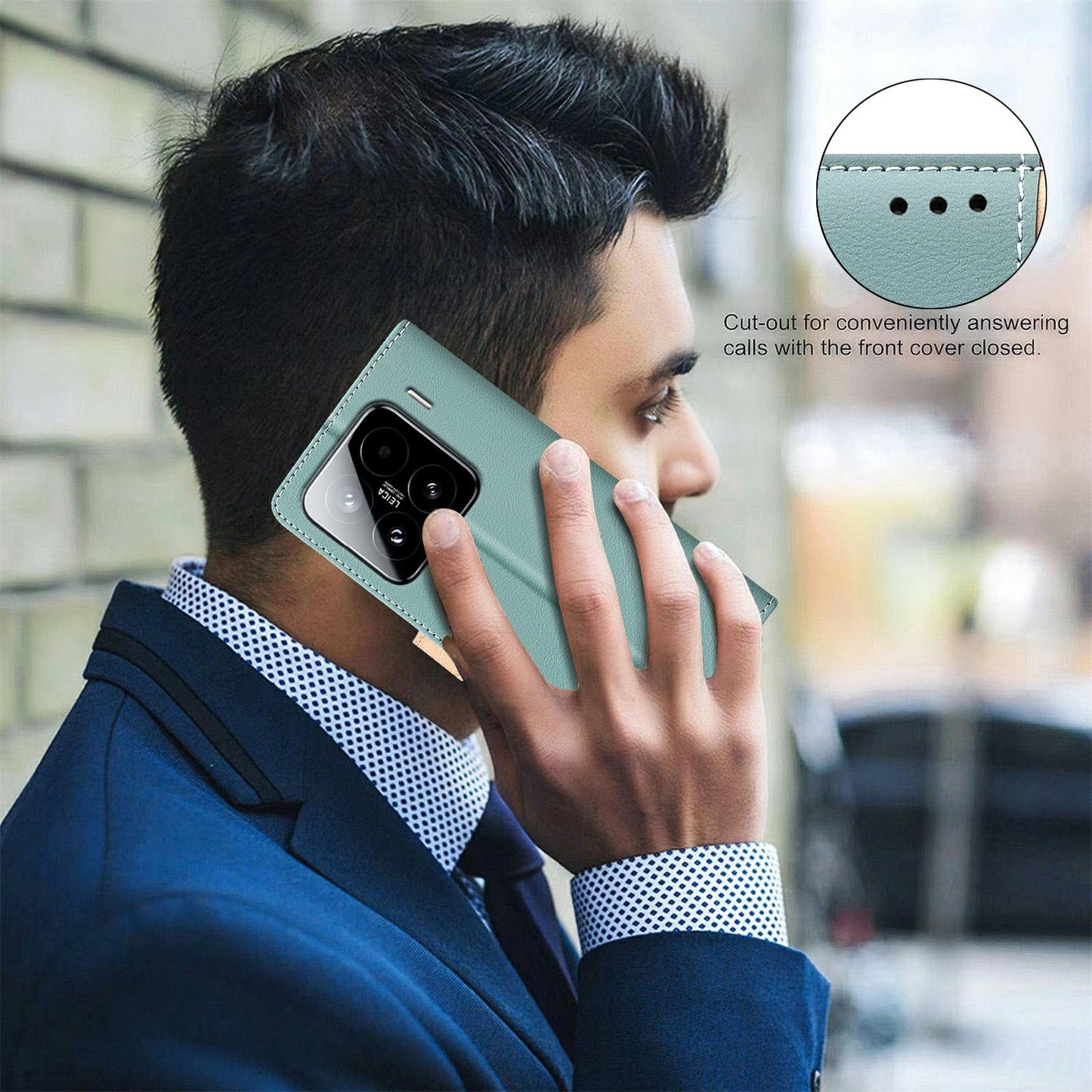 For Xiaomi 15 Pro Color Matching RFID Anti-theft Leather Phone Case(Green)