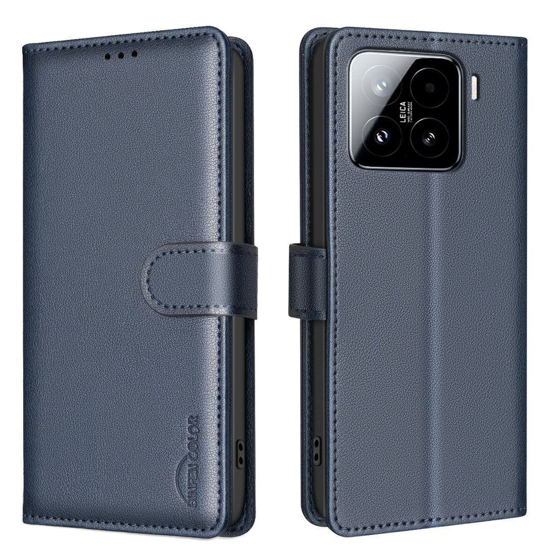 For Xiaomi 15 Litchi Texture RFID Anti-theft Leather Phone Case(Blue)