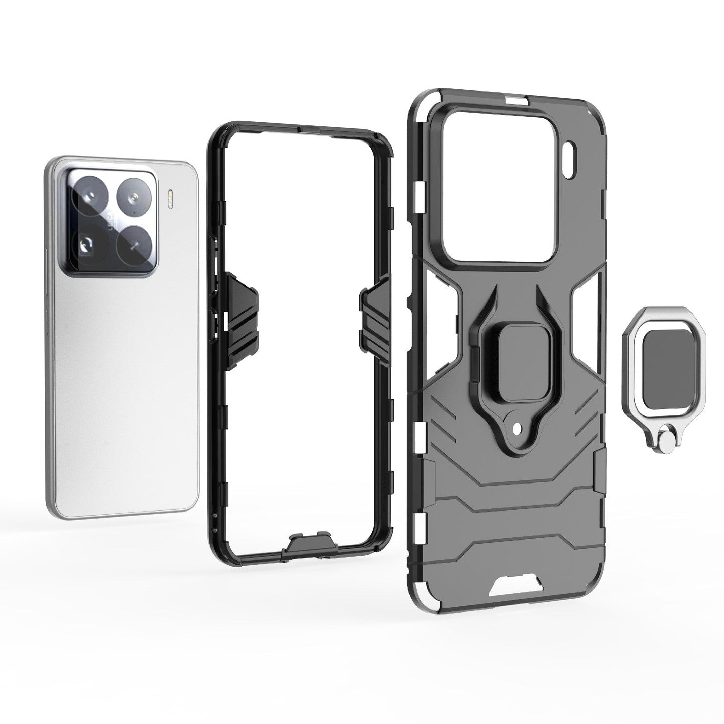 For Xiaomi 15 Pro Shockproof PC + TPU Holder Phone Case(Black)