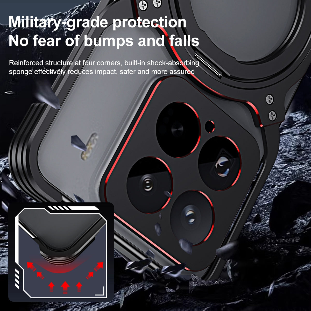 For Xiaomi 15 Mechanical Arm Borderless MagSafe Holder Metal Phone Case(Black Red)
