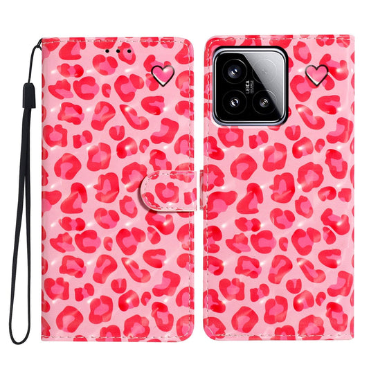 For Xiaomi 15 3D Pattern Leather Phone Case(Pink Leopard Print)