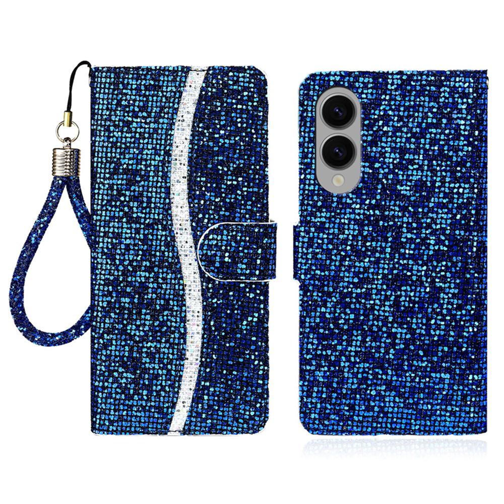 For Samsung Galaxy S25 Edge 5G Glitter Powder Filp Leather Phone Case(Blue)