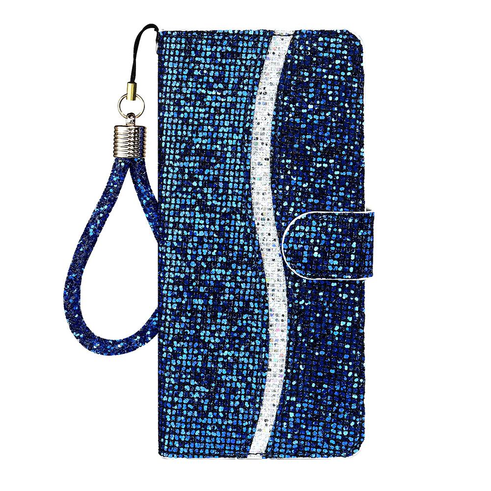 For Samsung Galaxy S25 Edge 5G Glitter Powder Filp Leather Phone Case(Blue)