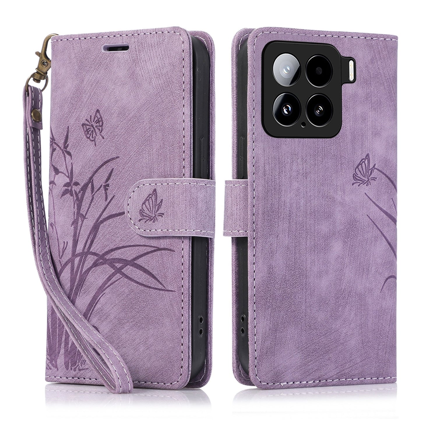 For Xiaomi 15 Orchid Butterfly Embossed Leather Phone Case(Purple)