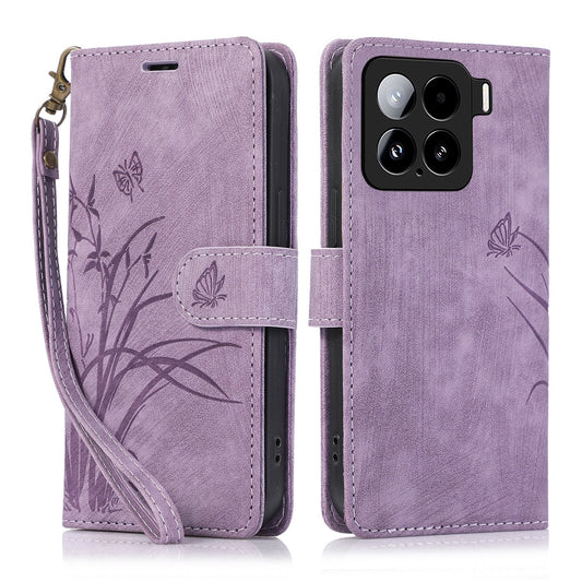 For Xiaomi 15 Orchid Butterfly Embossed Leather Phone Case(Purple)