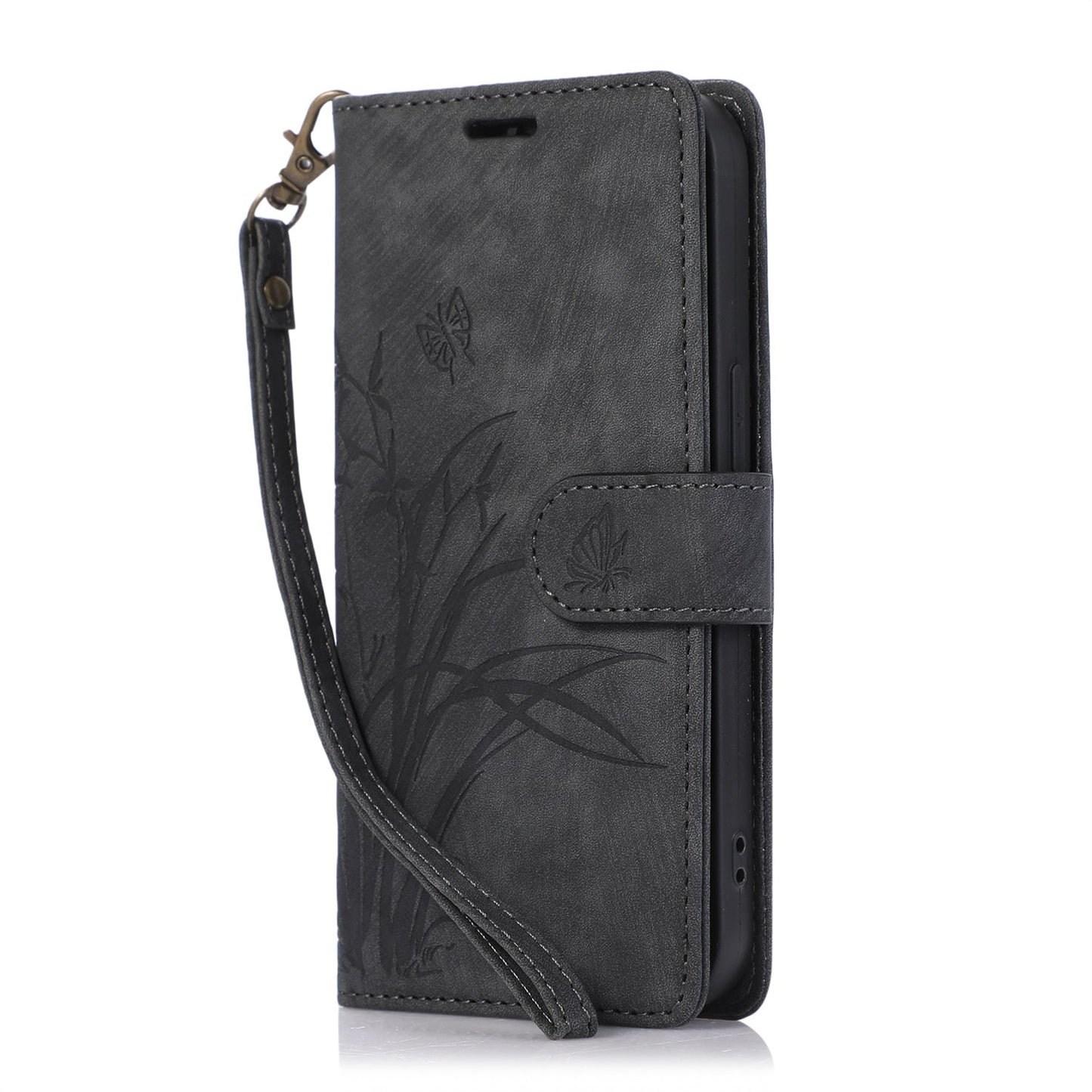 For Xiaomi 15 Pro Orchid Butterfly Embossed Leather Phone Case(Black)