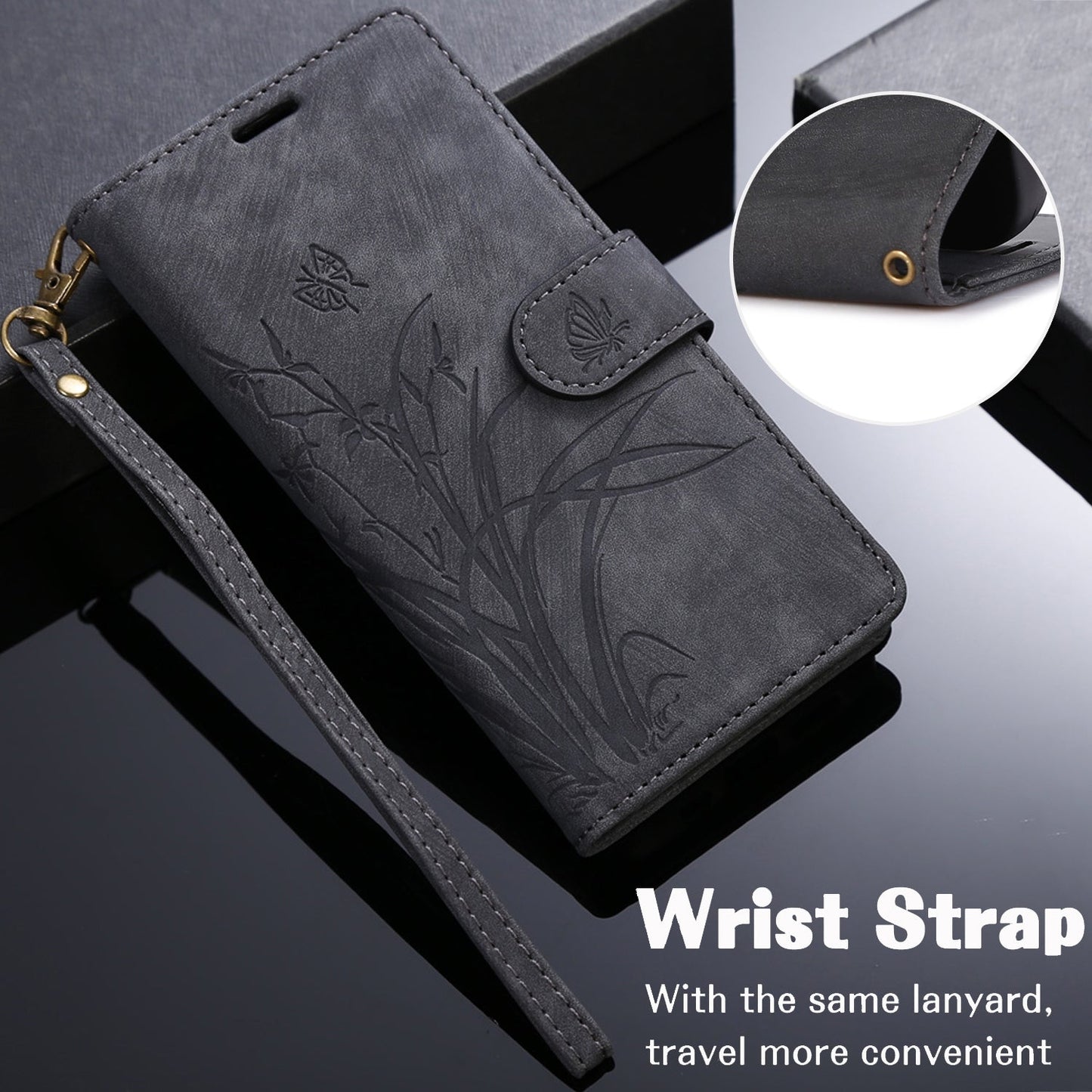 For Xiaomi 15 Pro Orchid Butterfly Embossed Leather Phone Case(Black)