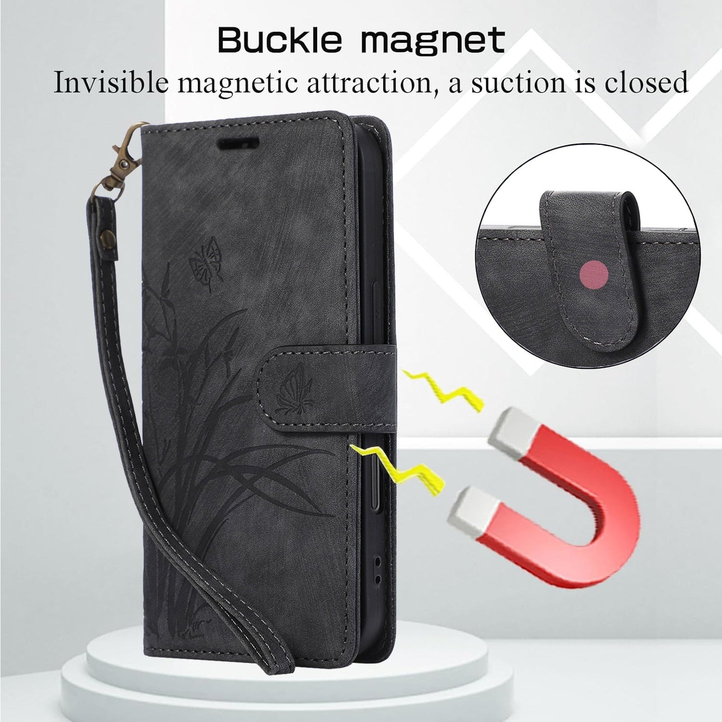 For Xiaomi 15 Pro Orchid Butterfly Embossed Leather Phone Case(Black)