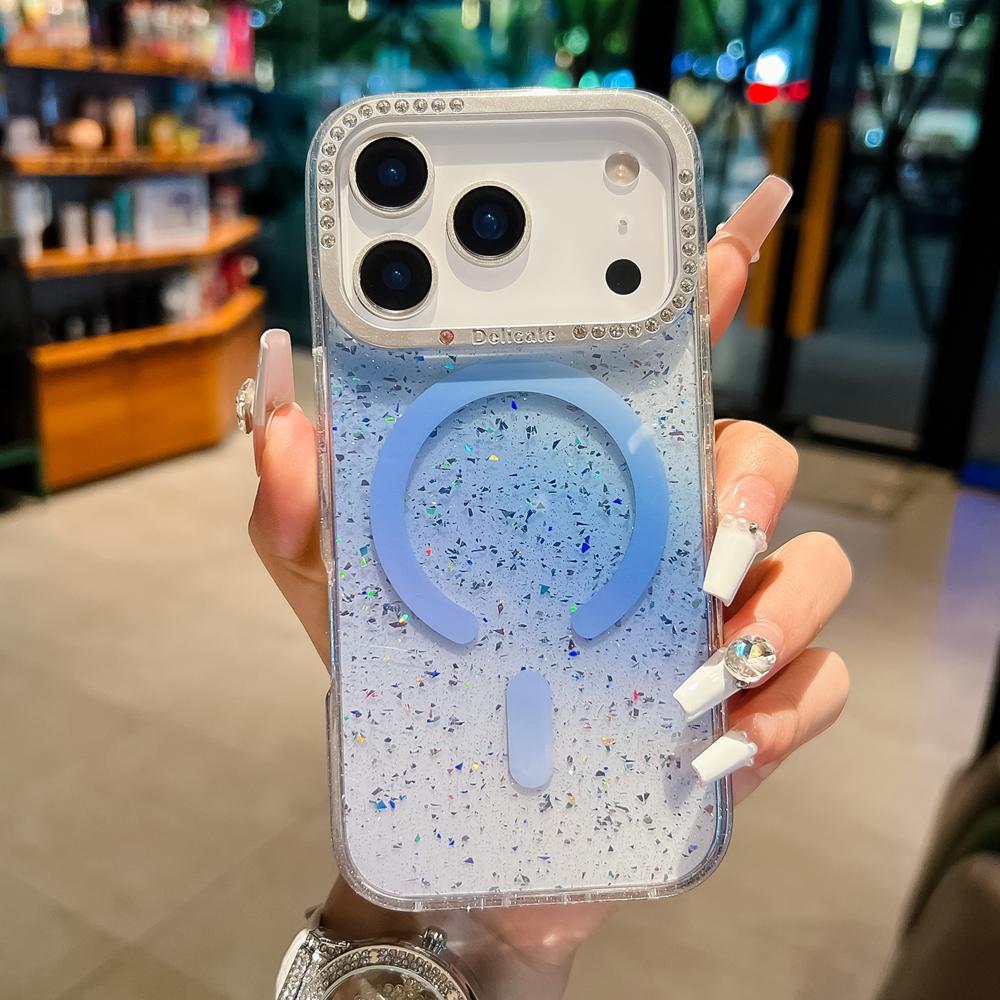 Compatible with iPhone 18 Pro Max Blink Series Metal Lens Frame MagSafe Magnetic IMD Phone Case - Ultramarine