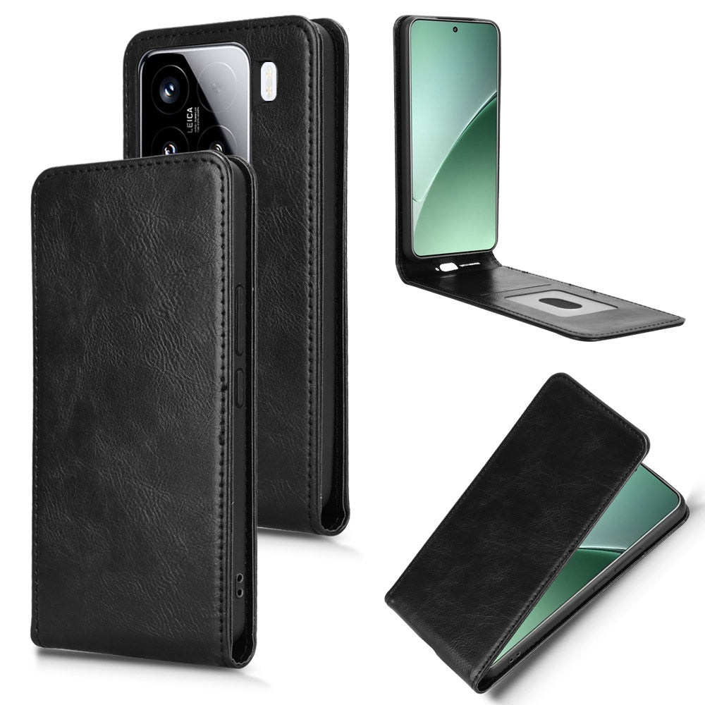 For Xiaomi 15 Pro Magnetic Vertical Flip Leather Phone Case(Black)
