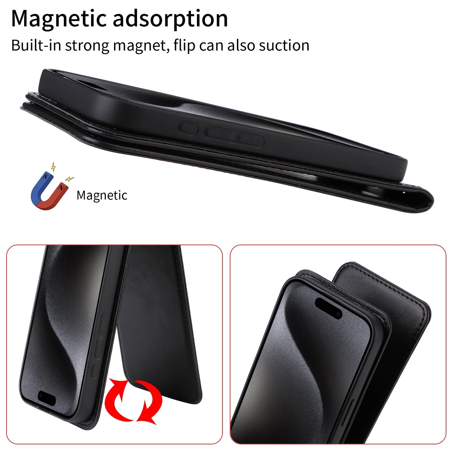 For Xiaomi 15 Pro Magnetic Vertical Flip Leather Phone Case(Black)