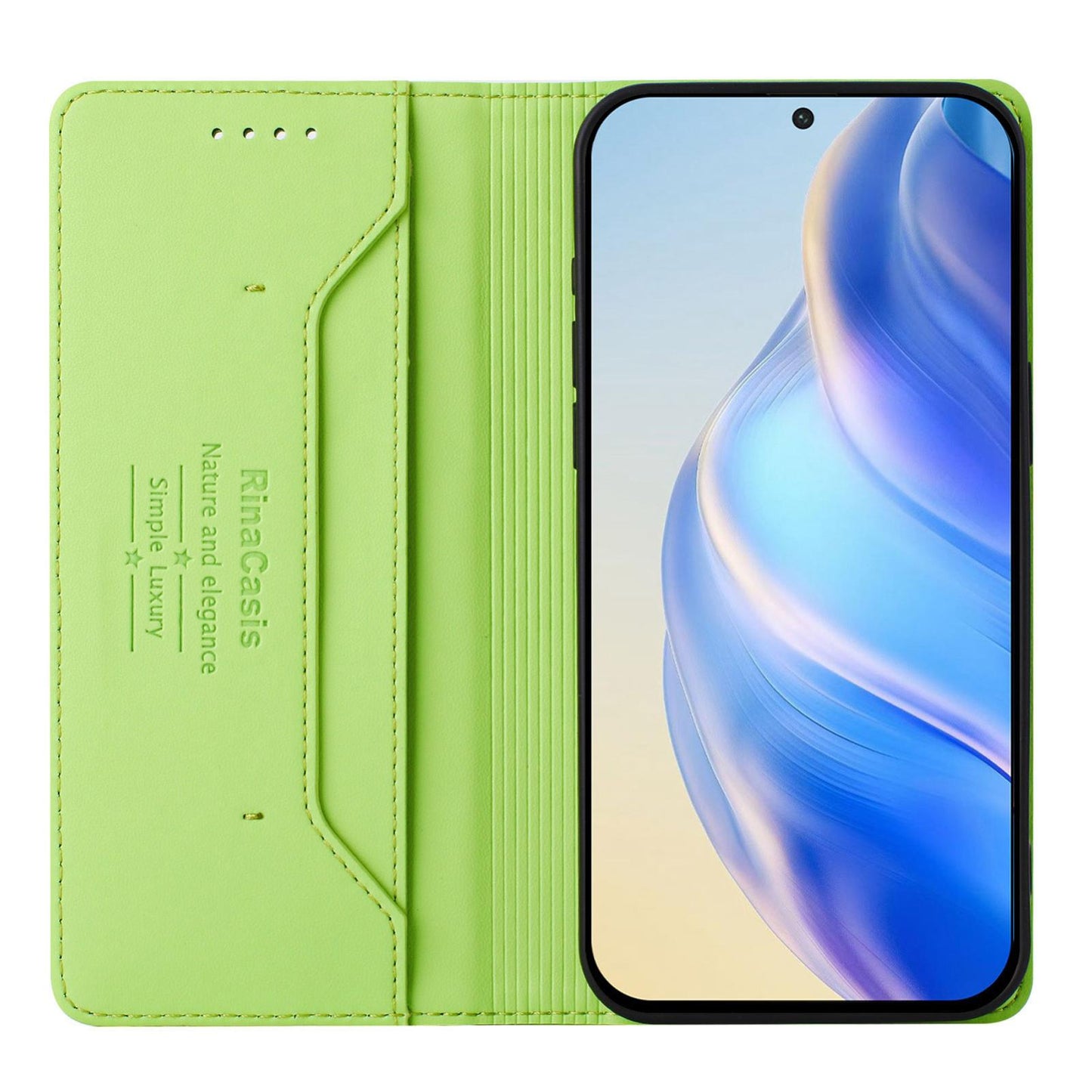 For Samsung Galaxy S25 Edge 5G RC01 Dual-Folded Magnetic Suction RFID Leather Phone Case(Grass Green)