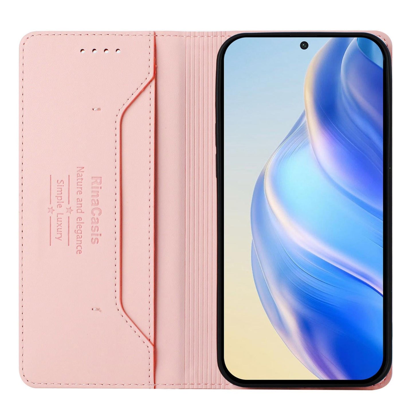 For Samsung Galaxy S25 Edge 5G RC01 Dual-Folded Magnetic Suction RFID Leather Phone Case(Pink)