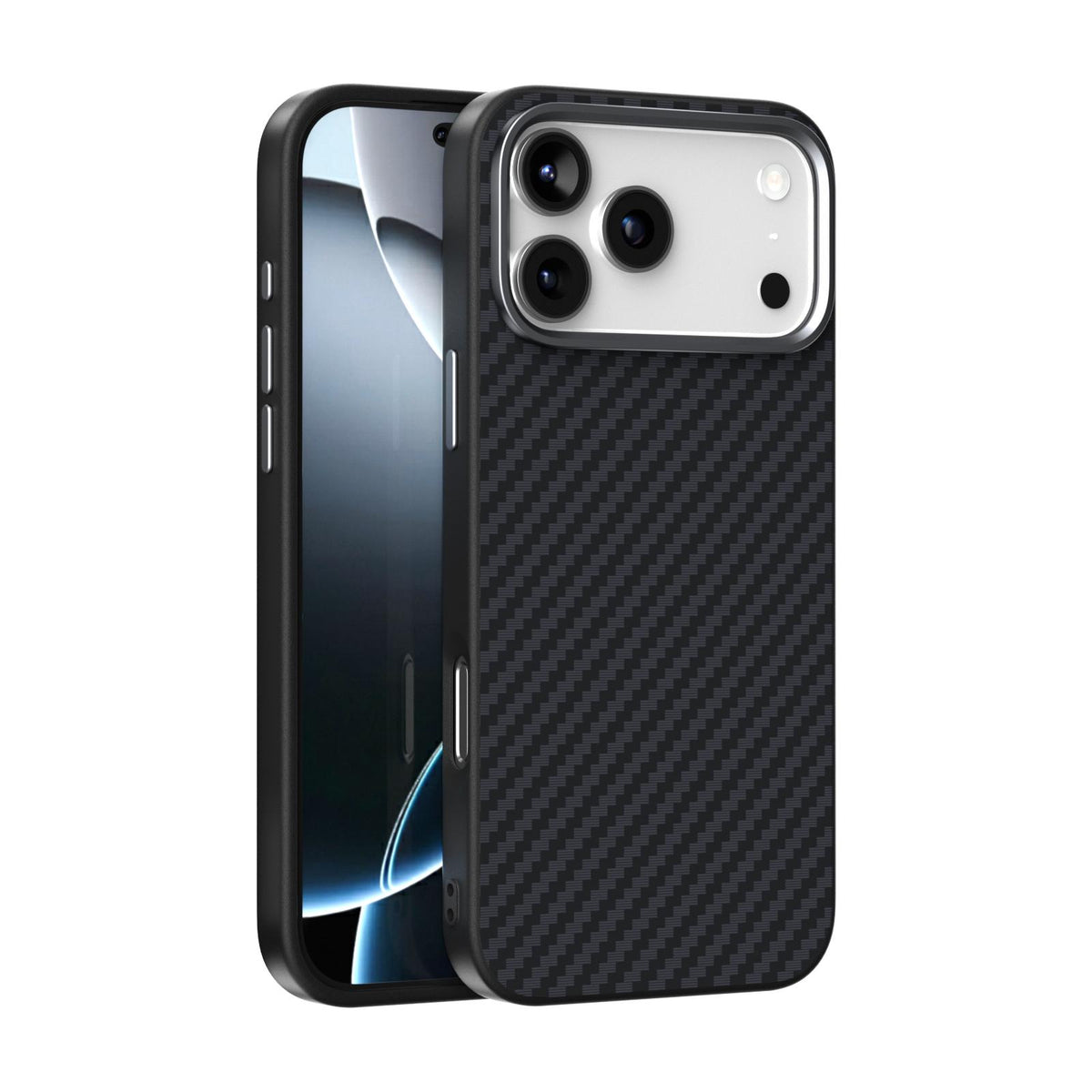 Compatible with iPhone 18 Pro Max & 17 Pro Max ABEEL C Carbon Fiber Series 6D Micro Relief MagSafe Phone Case - Black