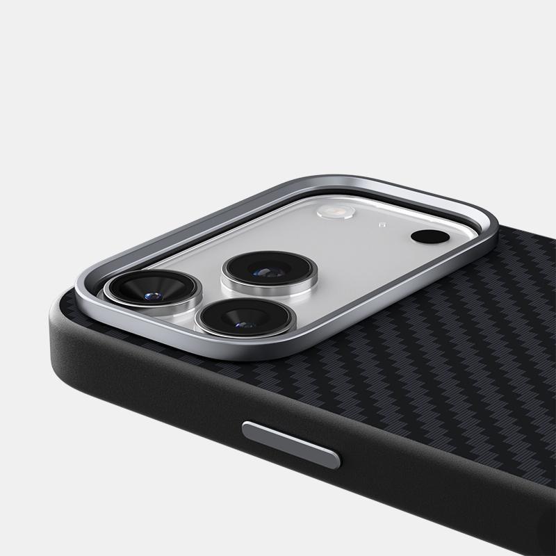 Compatible with iPhone 18 Pro Max & 17 Pro Max ABEEL C Carbon Fiber Series 6D Micro Relief MagSafe Phone Case - Black Grey